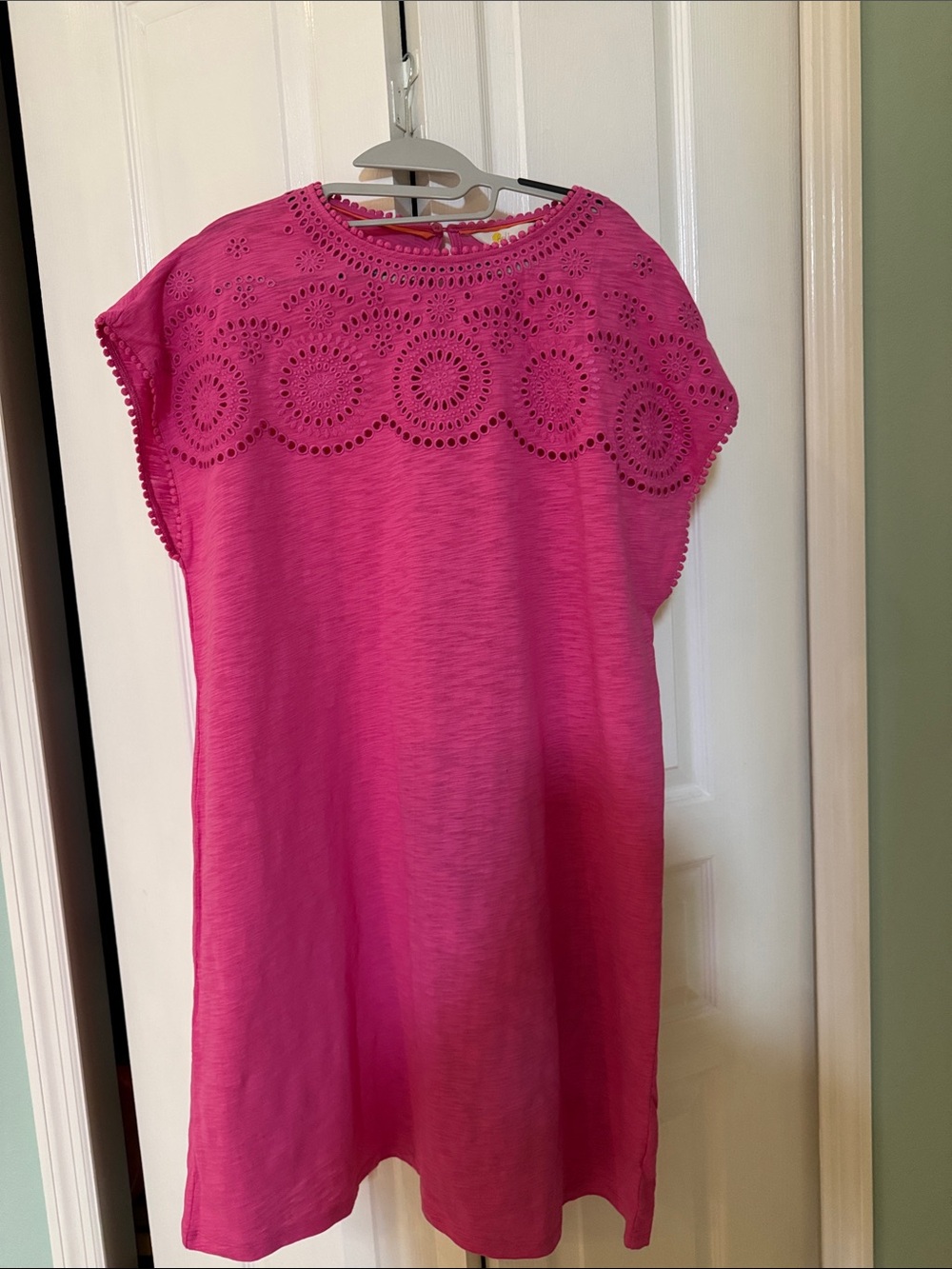 Boden Fuchsia Eyelet Yoke Tunic